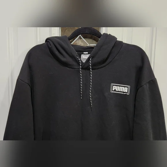 Puma black & white Rebel stripe sleeves hoodie pullover men's size 3XLT - Picture 3 of 11